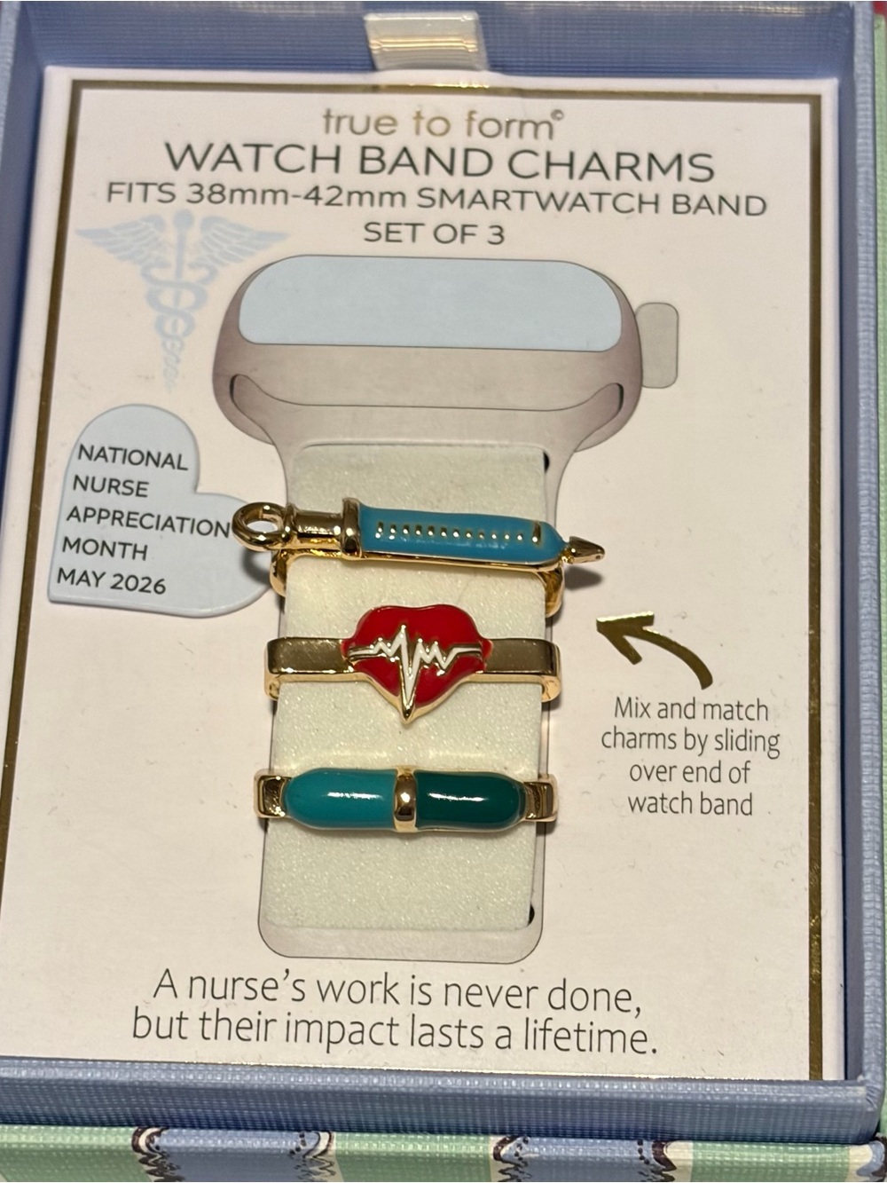 Nurse Watch Band Charms Set - Gold with Red & Teal Accents by True to Form